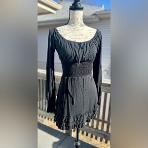 Blu Firenze Black Smocked Waist Mini Dress​​